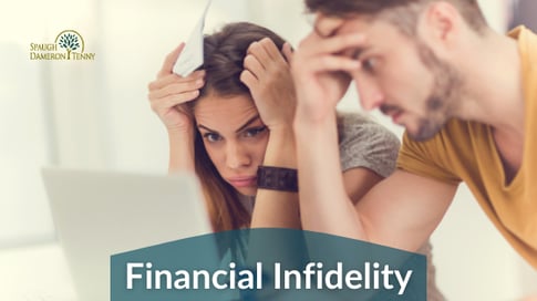 A couple dealing with the money stress that follows financial infidelity