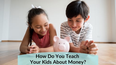 Parents teaching children about money and the importance of saving